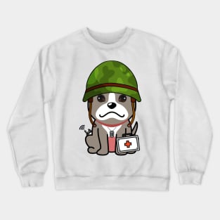 Cute grey dog is an army medic Crewneck Sweatshirt